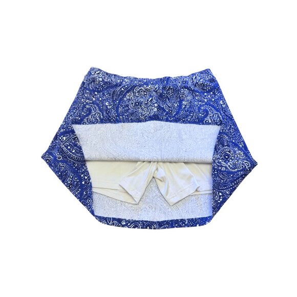 Isaac Mizrahi Live! Womens Blue and White Paisley Print Skort - Picture 3 of 14